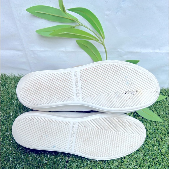 P448 Thea platform sneakers 37white Green Croc Embossed back logo $298 preowned - Picture 15 of 15